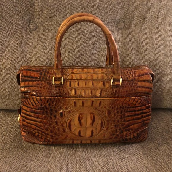 Brahmin crocodile-embossed purse